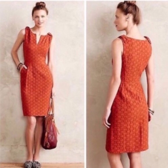 Anthropologie Dresses & Skirts - Anthropologie Tabitha quilted Orange Dress